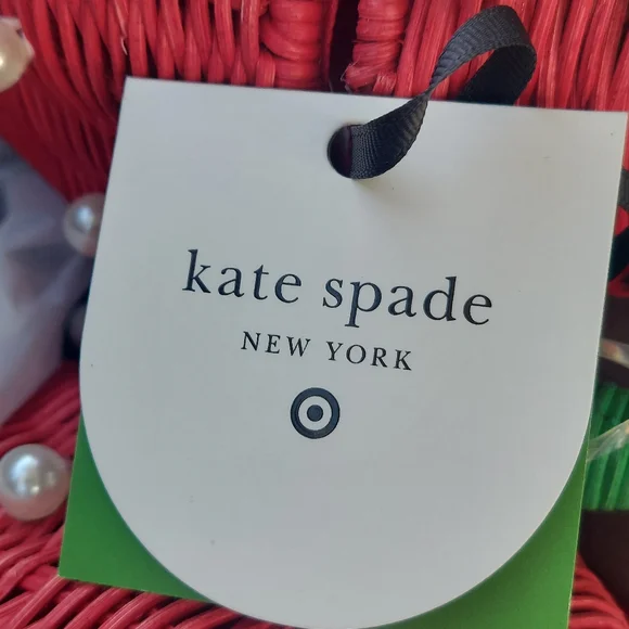 Kate Spade Target Exclusive Pearl Embellished Strawberry Basket Bag Kitch Wicker - Picture 3 of 3